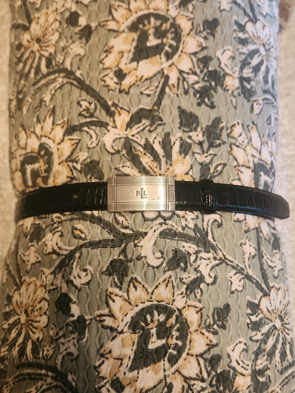 Ralph Lauren Leather Belt with Silver-tone Buckle - Black
